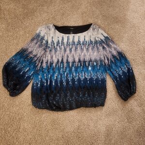 Alfani Black and Blue Patterned Top